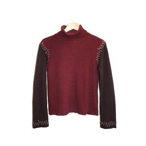Spanner Vintage Two Tone Ribbed Turtleneck Sweater